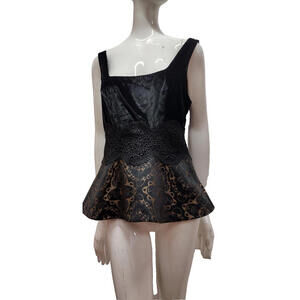 Bebe Peplum Top Lace Tank Velvet Brocade Evening Wear SIze 10 Vintage Retro y2k